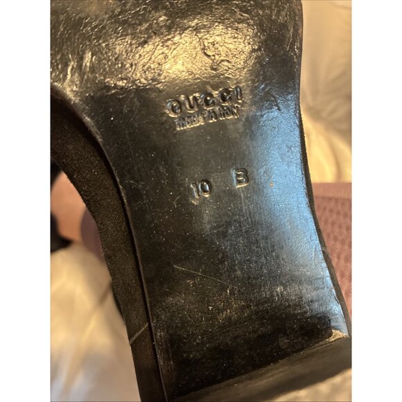 Gucci Authentic Solid Black Genuine Suede Leather Medium Heel Chelsea Boots 10 - Picture 9 of 9